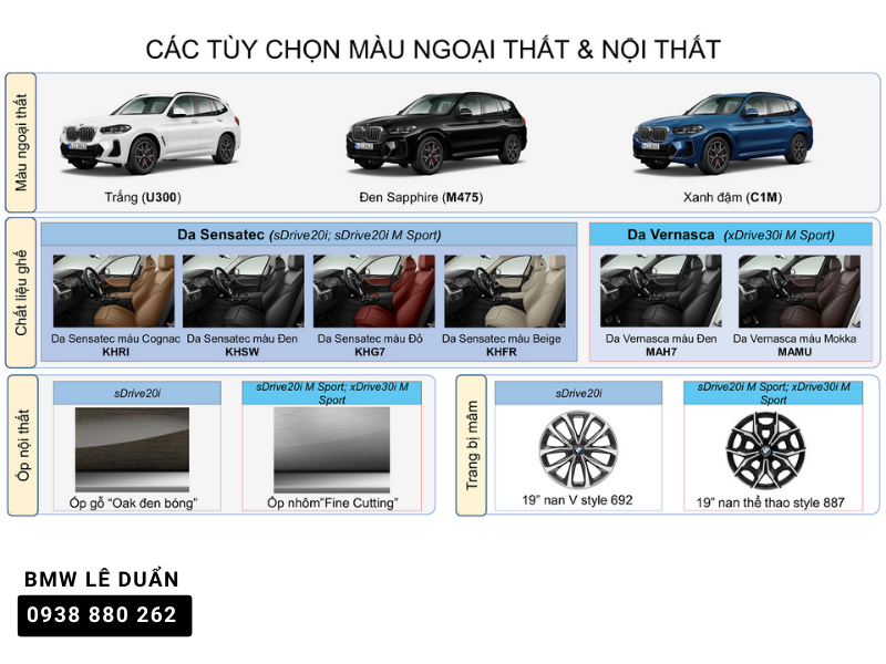 Các tùy chọn màu ngoại thất & nội thất