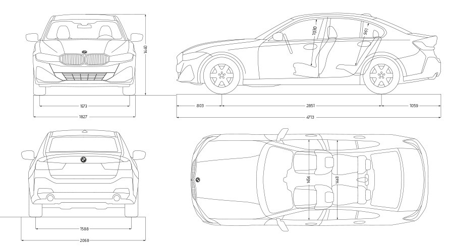 Kích thước của BMW 3 Series 2023